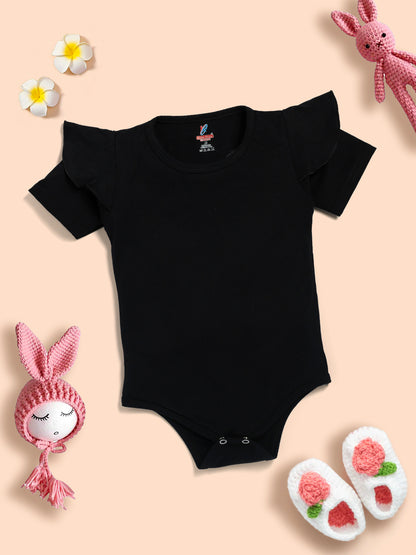 Baby Girl 100% Cotton Ruffle Trim Short-sleeve Romper and Bear Graphic Polka Dots Overall Dress Set  Kinder Choice