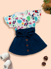 Kids Printed Fit & Flare Dress With T-Shirt Kinder Choice