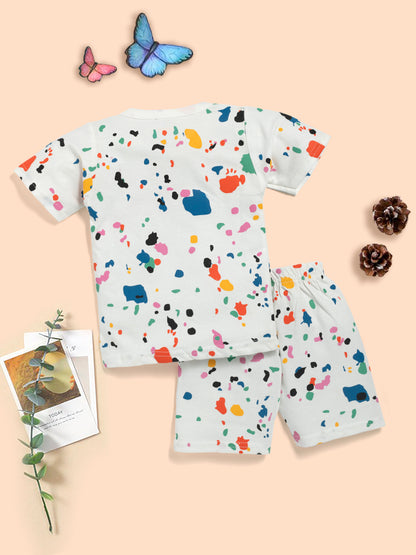 Toddler Boy/Girl Playful Letter Painting Print Tee and Shorts Set Kinder Choice