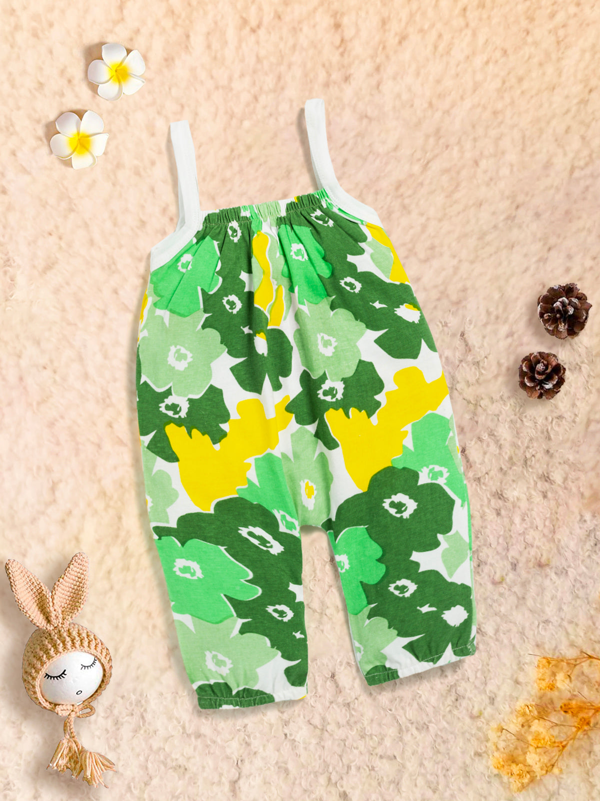 Baby Girl All Over Floral Print Cami Jumpsuit 100% Cotton Kinder Choice