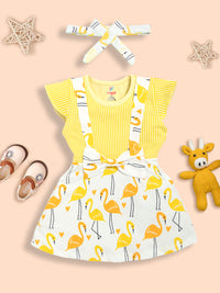 Girls cotton T-Shirt with Flamingo design Frock Kinder Choice